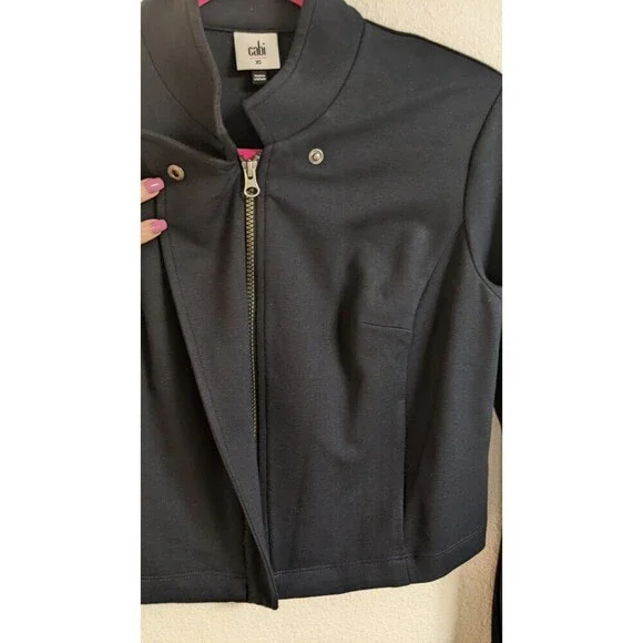 NEW~Women's Cabi # 6259 ADMIRAL JACKET Navy Blue Ponte Knit Cropped Zip Front XS - Picture 8 of 9
